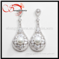 High quality wholesale 2015 new design fashion earring with pearl and cz